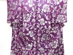 大正ロマン　花唐草模様織り出しお召着物